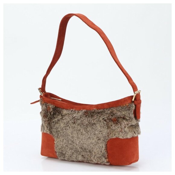 Loewe Rabbit Fur Lapin Suede Leather Handbag Orange